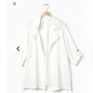 ADYSON PARKER Size 1X Roll Tab Open Jacket in Cloud White NEW!